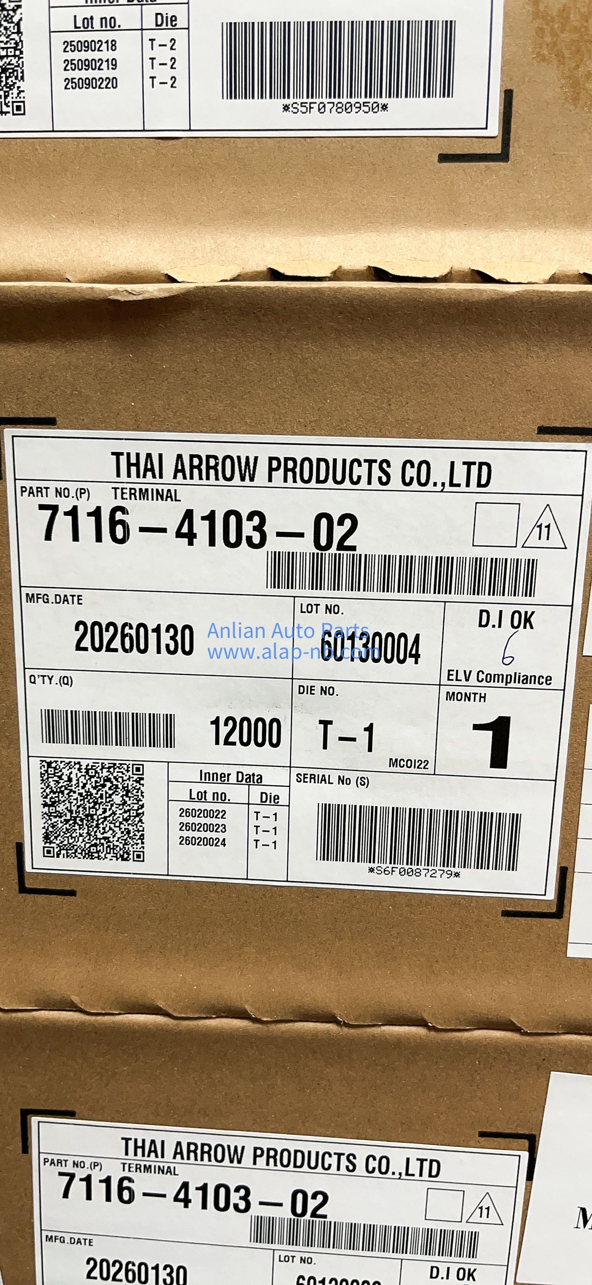 7116-4103-02 yazaki terminals made in USA or Thailand